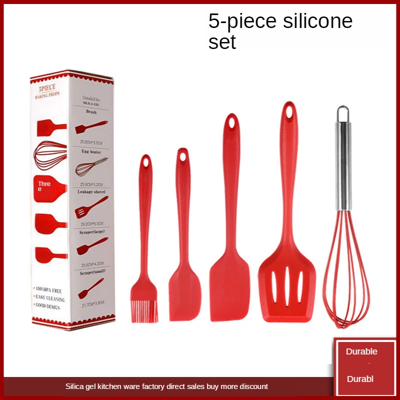 

Silicone Kitchenware 5-piece Spatula DIY Baking Tool Sets Scraper Cake Utensils Cookware for Kitchen Shovel Egg Stirring Cooking