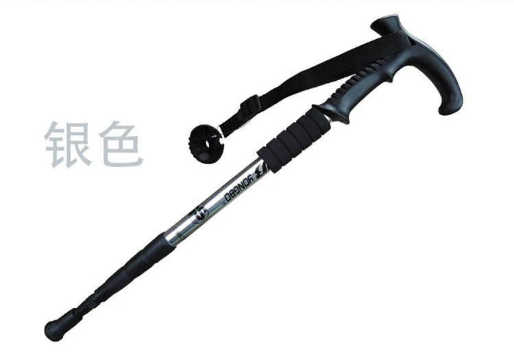 T-grip Silver Трекинговые палки, прогулочная палка выдвижной Пеший Туризм полюс Альпинизм противоударной защитной плёнки для Пеший туризм для треккинга, ходьбы, телескопическая палка - Цвет: T-grip Silver