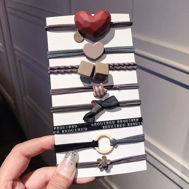 Coffee color Корейский простой Набор резинок для волос резинки для волос, резинки для волос для женщин, модные аксессуары для волос - Цвет: Coffee color