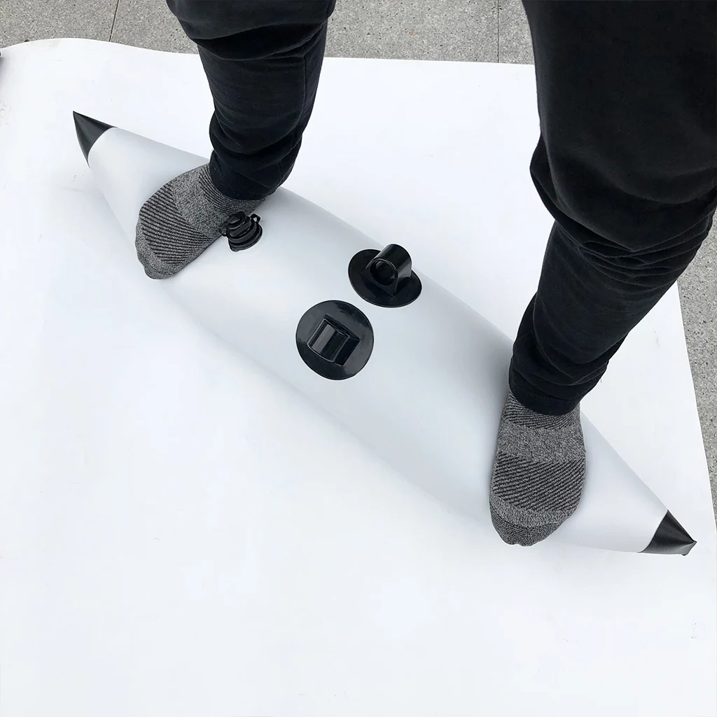 1 Pair White PVC Inflatable Outrigger Stabilizer + Elastic Paddle Leash for Kayak Fishing Standing SUP Beginners 