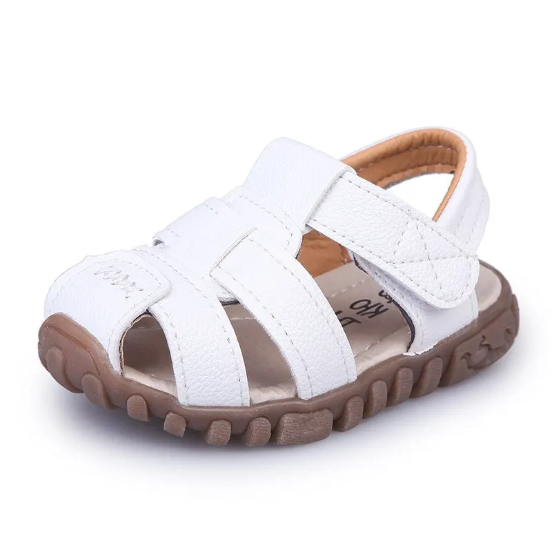 Kids Beach Sandals Boys Summer Baby Boy Shoes Soft Leather Bottom Non-Slip Closed Toe Safty Shoes