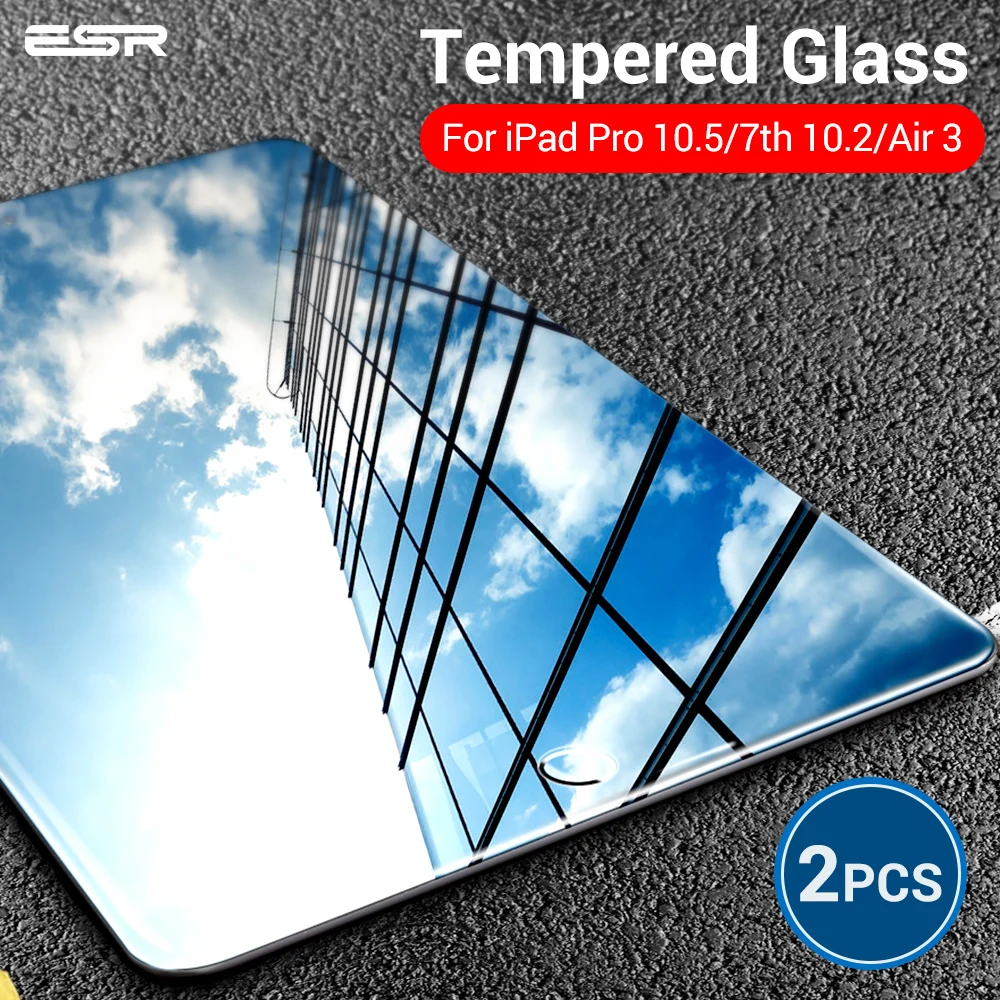 

ESR Tempered Glass for iPad 7 Generration 10.2 2019 Air 3 iPad Pro 10.5 Screen Protector 9H Glass Film for iPad 7th Gen Air3 2pc