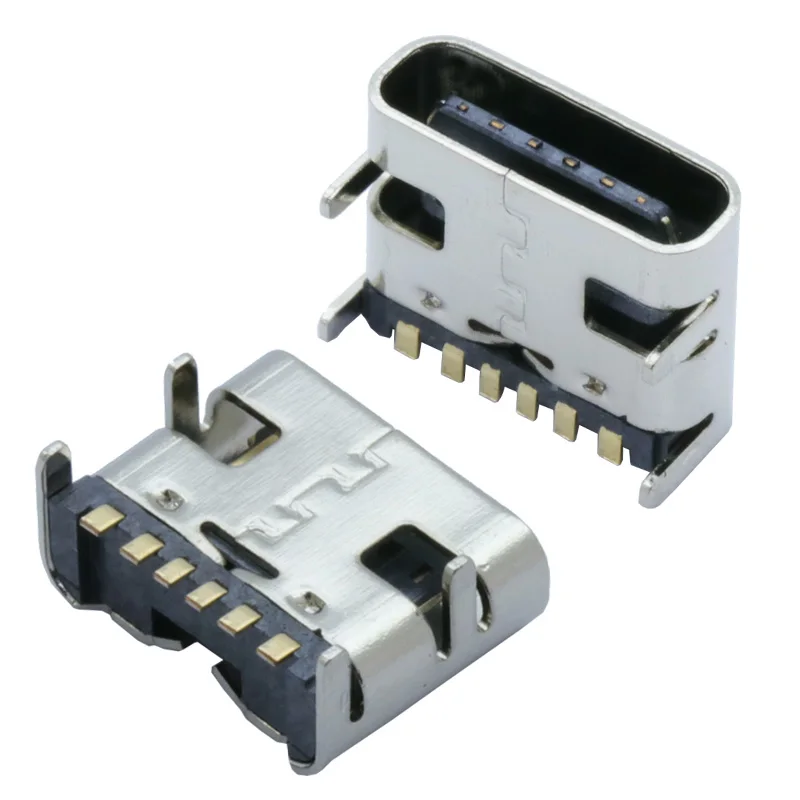 10 шт./лот Тип usb C 6 Pin разъем SMT разъем USB 3,1 Тип-C женского размещения SMD DIP для PCB дизайна DIY высокий ток зарядки