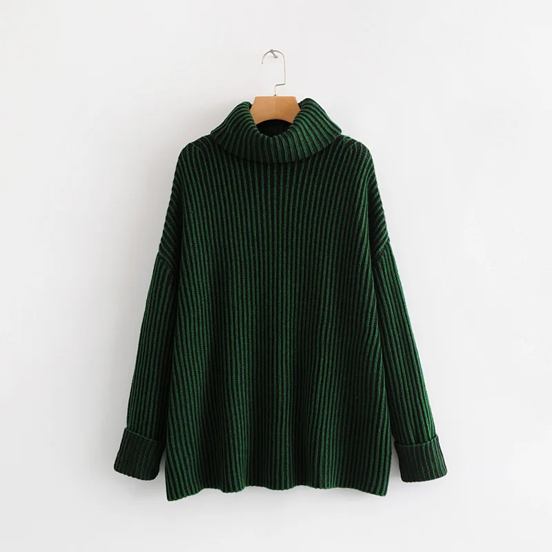 Зимнее плотное платье-свитер с высоким воротом, женские пуловеры, повседневный Оранжевый вязаный свитер, корейский длинный женский свитер - Цвет: Армейский зеленый