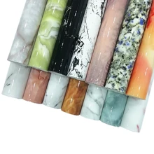 

Marble Grain Smooth Glossy Printed PU Faux Leather Fabric Sheet for Making Shoe/Bag/Wallpaper/Cover