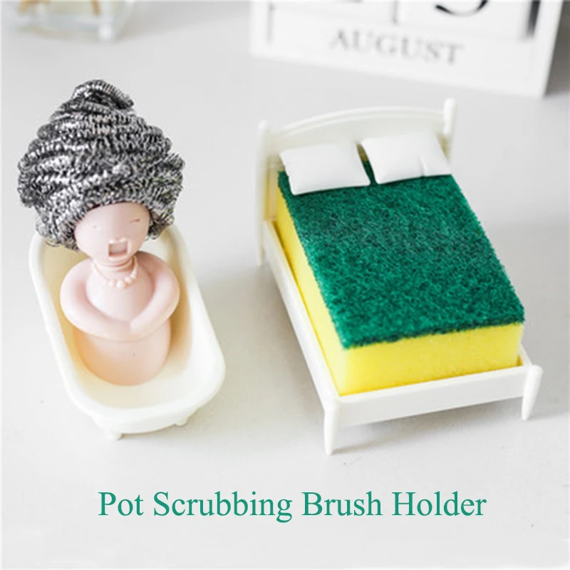 

Creative Cleaning Steel Wire Sponge Ball Bathtub Shape Clean Ball Soap Opera Dish Scrubber Holder Kitchen Washing Brush Storage