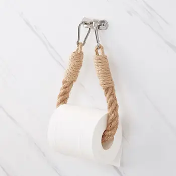 

1PC Retro Toilet Paper Holder Roll Paper Holder Hemp Rope Paper Rack Retro Toilet Paper Roll Hemp Rope Toilet Paper Holder