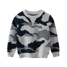 Свитер для мальчиков, осенне-зимний Камуфляжный пуловер для детей, свитер для мальчиков, повседневная детская вязаная одежда, одежда для мальчиков