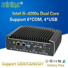 Minisys industrial fanless mini pc duplo gigabit lan intel core i5 4200u 2 ddr3 ram 6 com nettop computador suporte 3g 4g módulo(China)