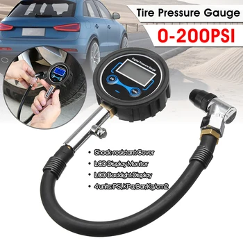

Digital LCD Tyre Tire Air Pump Pressure Gauge Tester 0-200PSI Car Van PSI KPa Bar Kg/cm2 4 Units Switchable