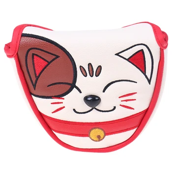 

Lucky Cat Golf Cover Closure Customized Golf Mallet Putter Covers Headcover Synthetic Leather Semicircle Protective Case