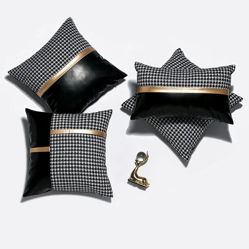 Modern PU Stitching Cushion Cover Patchwork Soft Comfortable Pillow Sofa Car Home Decorative Pillowcase 45x45cm/30x50cm | Дом и сад