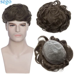 SEGO 8''x10'' Density 100% Thin Skin PU 0.08MM Men Toupee Hair System Remy Human Hair Indian Hair Replacement Hairpiece 6 Colors