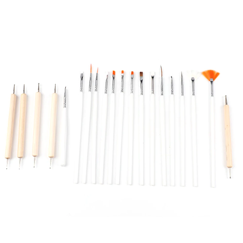20pcs Painting Pen DIY Flower Brushes Bundle Decorations Dotting Detailing Point Drill Tool Kit Plastic Polish Wood Nail Art