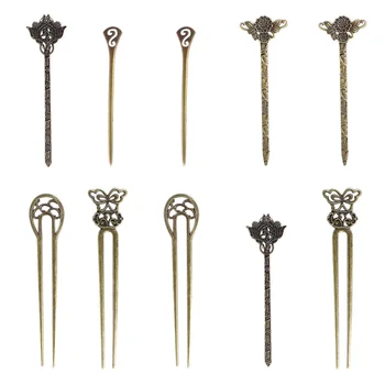 

10PCS Vintage Style Hairpin Royal Court Hairpin Bronze Hair Chopstick Creative Hair Accessories for Women Actress (Brown)