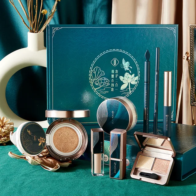 Makeup Cosmetic Set Oriental Beauty Lotus Pond Moonlight Gift Box Velvet Lipstick Ivory Concealer Eye Shadow