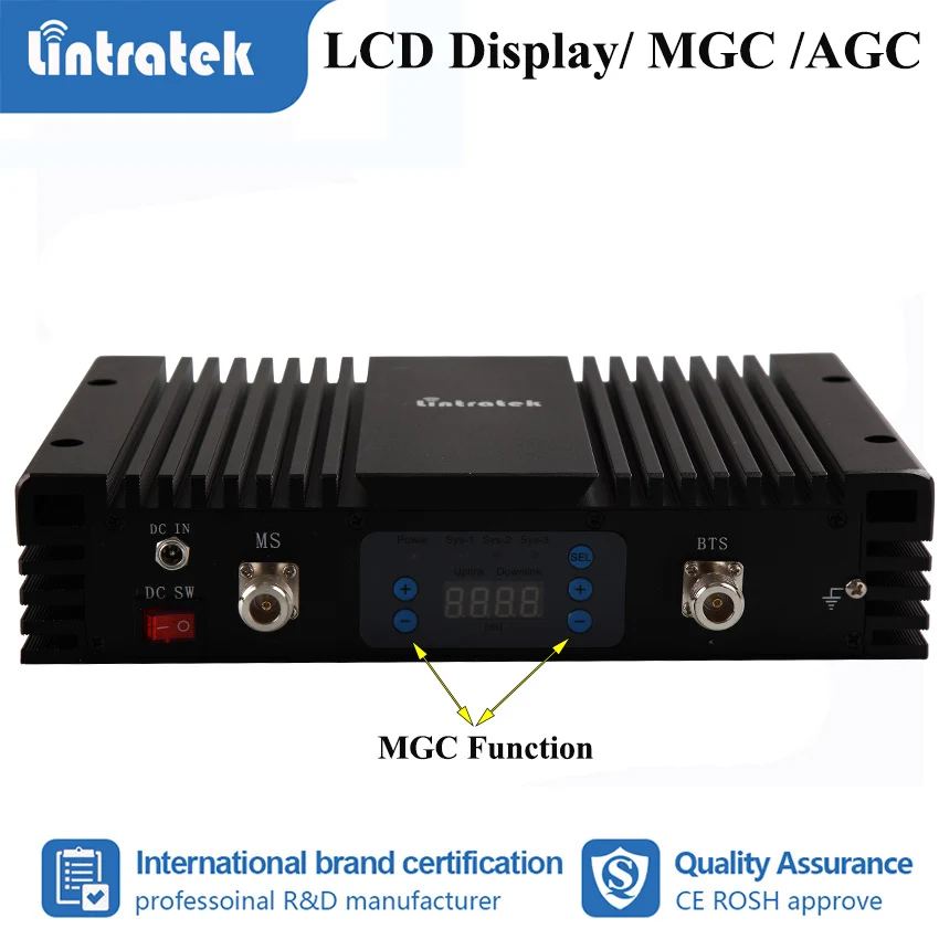 Lintratek 90dB gain GSM 850 2G CDMA 3G UMTS Cellular Booster Signal Repeater B5 850mhz big power MGC ALC amplifier Data Voice 7