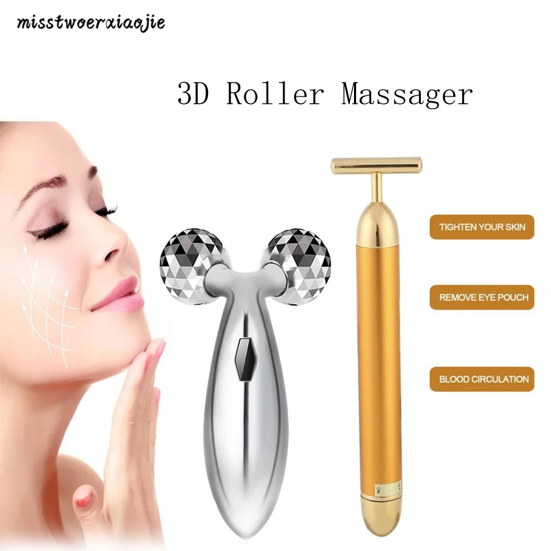 

3D Roller Massager Compact Pro Thin Face Massage Relaxation 360 Degree Rotation Full Body Facial Wrinkle Remover Face Lift Tool