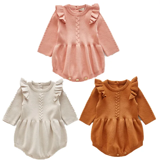 Kid t Baby Girls Warm Clothes  Long Sleeves Winter Ruffles Romper  Wool Casual Playsuit  Clothing