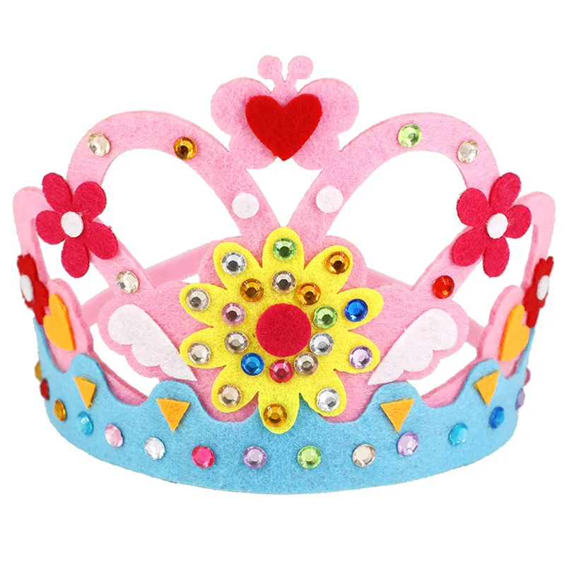 3PCS/set Non-woven DIY Crown Hat Princess Headwear Toy Handmade Creative Arts And Crafts Toys Learning Children Birthday Gifts
