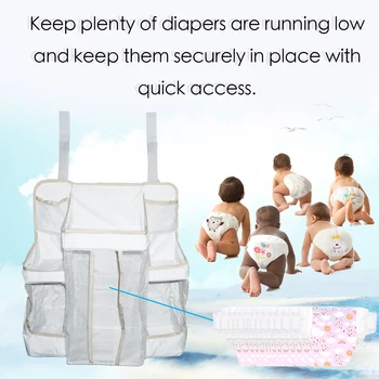 

Multifunctional Practical Baby Crib Diaper Cream Storage Lotion Bedside Organiser Hanging Shelf 8 Compartments