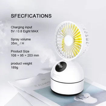 

Spray Cooling Fan USB Small Fan Desktop Rechargeable Folding Fan Spray Humidification-blue for School, Office, Outdoor Sport