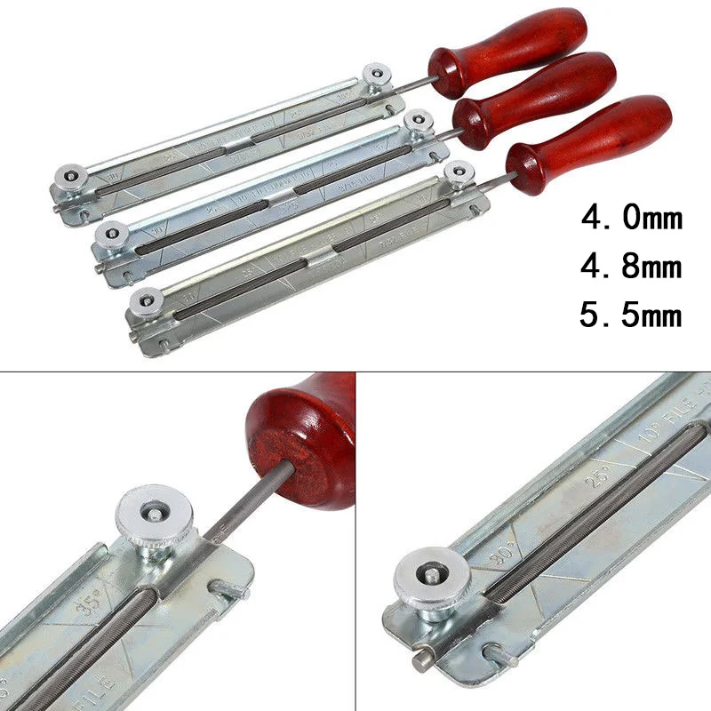 

ferramentas Chainsaw Saw Chain File Filing Sharpening with Wooden Holder 4.0/4.8/5.5mm sublimation blanks chainsaw sharpener