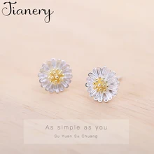 JIANERY, настоящее чистое 925 пробы, серебряные серьги в виде цветка маргаритки для женщин, модные ювелирные изделия, серьги Brincos, Прямая поставка