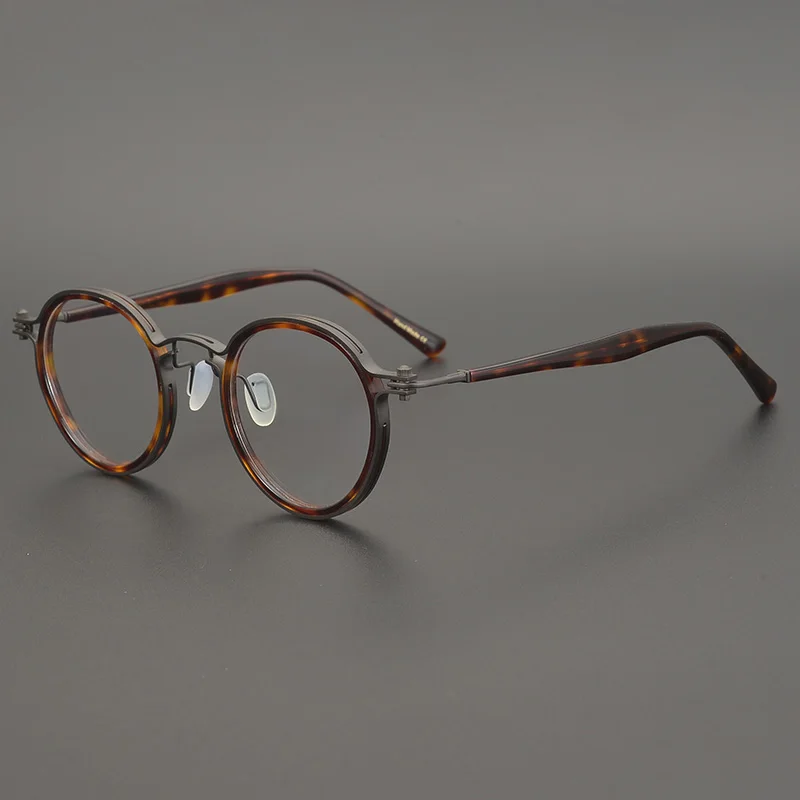 US $49.92 HandMade Titanium Acetate Vintage Round Eyeglasses For Men Women Retro Eye Glasses Frame Optical Myopia Prescription Eyewear
