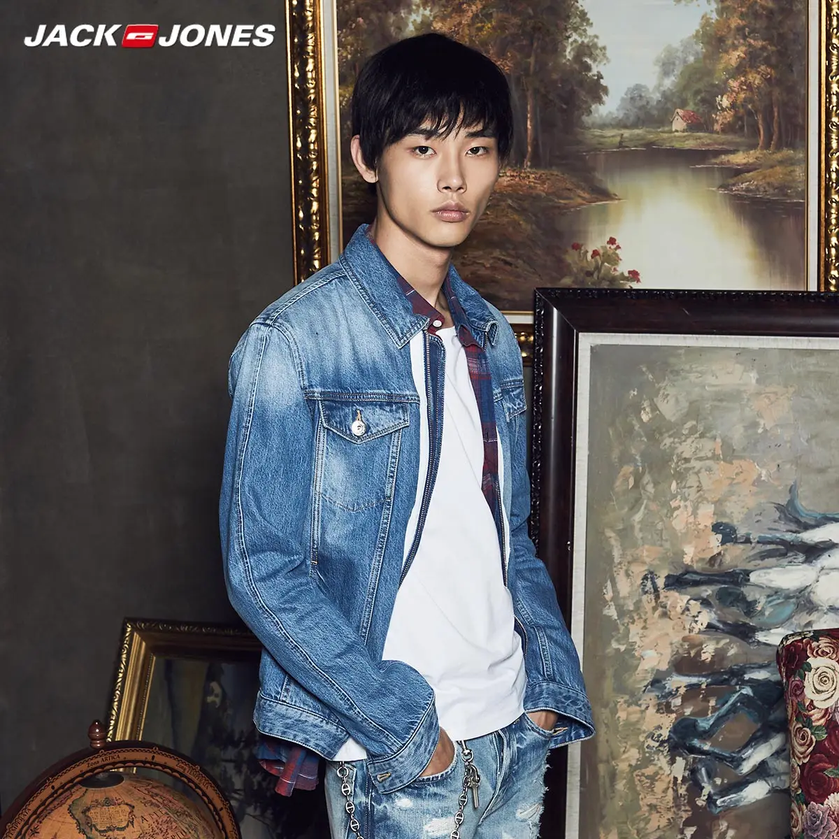 Jack Jones ретро джинсы джинсовая куртка пальто мужская| 218357521 - Цвет: DENIM BLUE