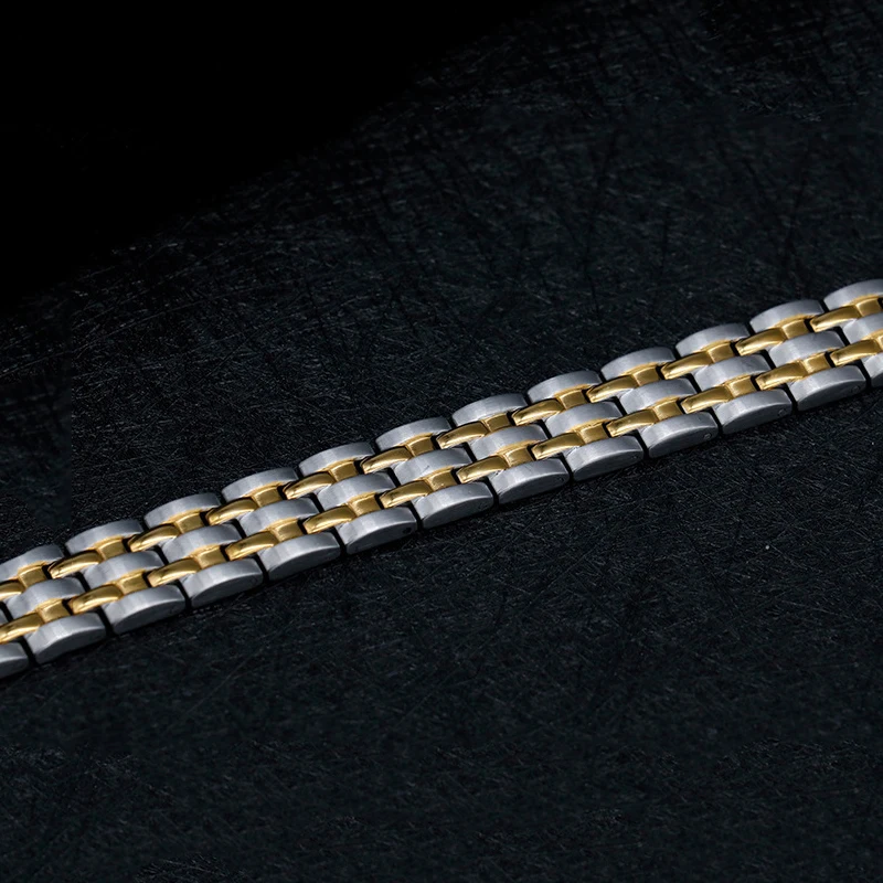 Magnetic Stainless Steel Bracelet 20.5cm for Men Gold Color Powerful Magnet Health Energy Bracelets pulseira magnetica