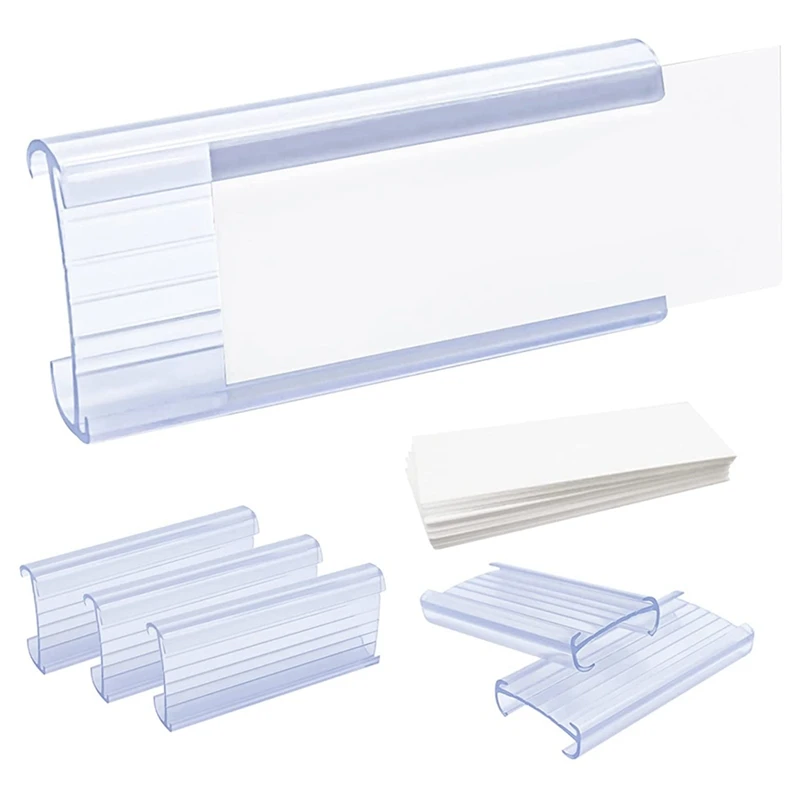 Wire Shelf Label Holders, 30 Pack Plastic Wire Shelf Label Clips with Label  Paper Removable Wire Rack Label Holder