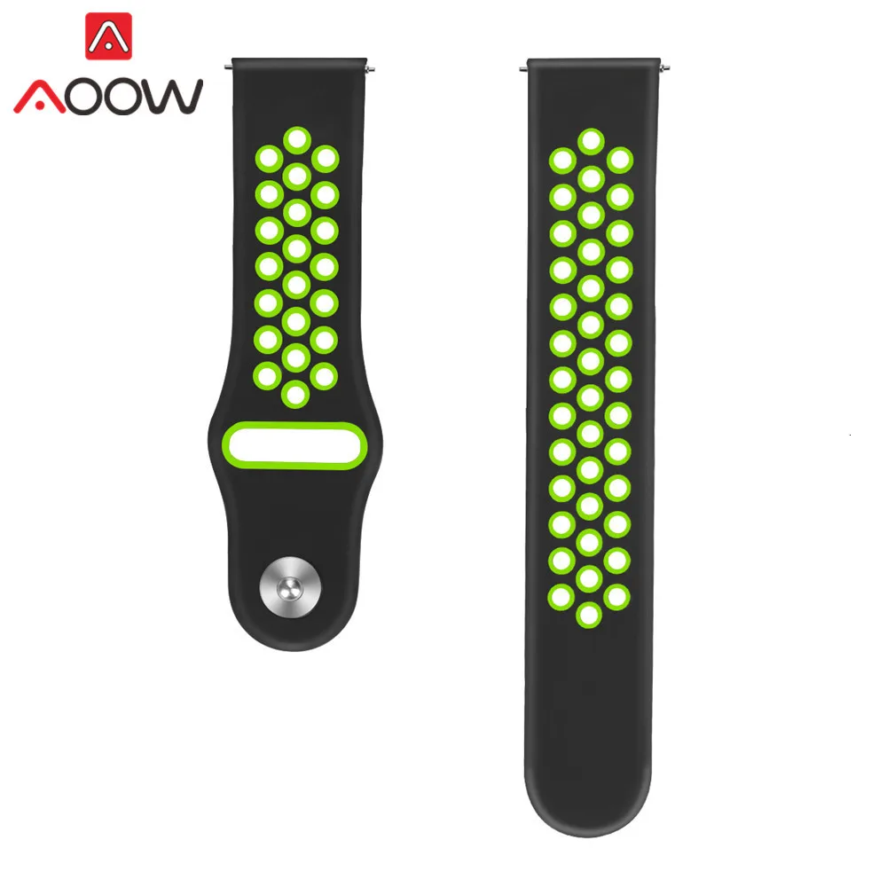 20 мм силиконовый ремешок для часов samsung Galaxy Watch Active 42 мм gear S2 Amazfit bip дышащие отверстия резиновый браслет ремешок
