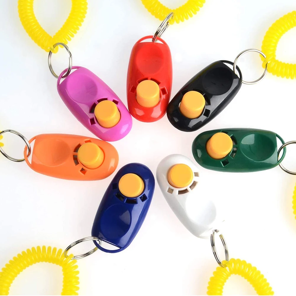 Clicker Trainer Delicate-Button-Clicker Dog-Supplies Pets Portable with Wrist-Bands Strap