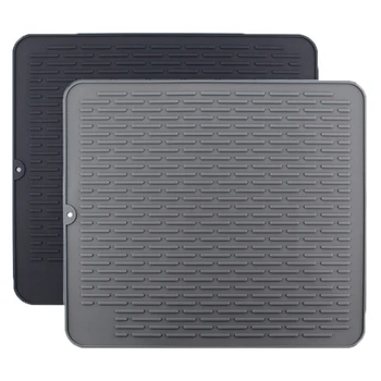

Large Silicone Placemat Dish Drying Mat Kitchen Draining Table Drain Mat Sink Non-Slip Pad Durable Pot Holder Cup Coaster