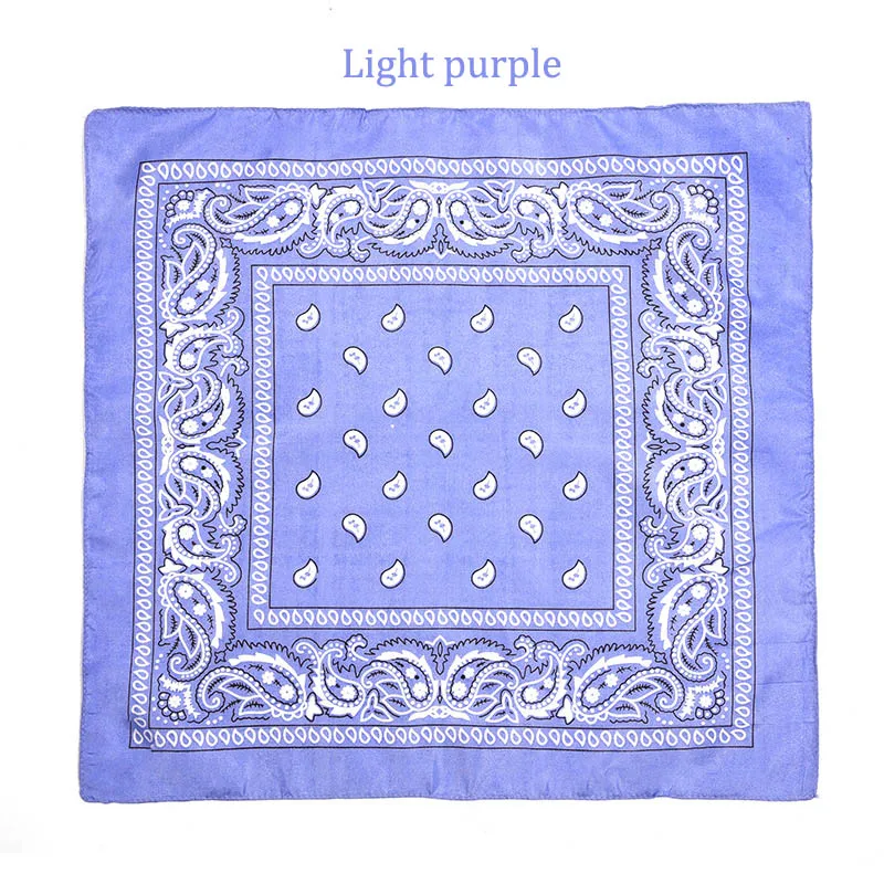 Light Purple Модная бандана в стиле хип-хоп из хлопка, квадратный шарф 55 см* 55 см, черная, красная повязка на голову с принтом пейсли для женщин/мужчин/мальчиков/девочек - Цвет: Light Purple