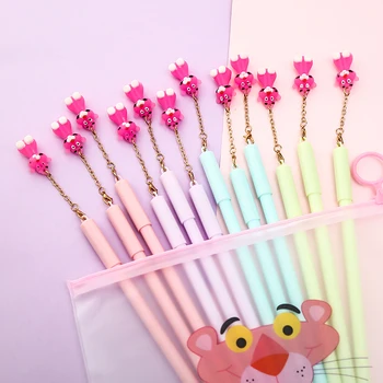 

12Pcs/set Cute Kawaii Pink Panther Pendant Gel Pen Black Ink Fox Cat Unicorn Bee Tiger Constellation Sign Star School Cool Thing