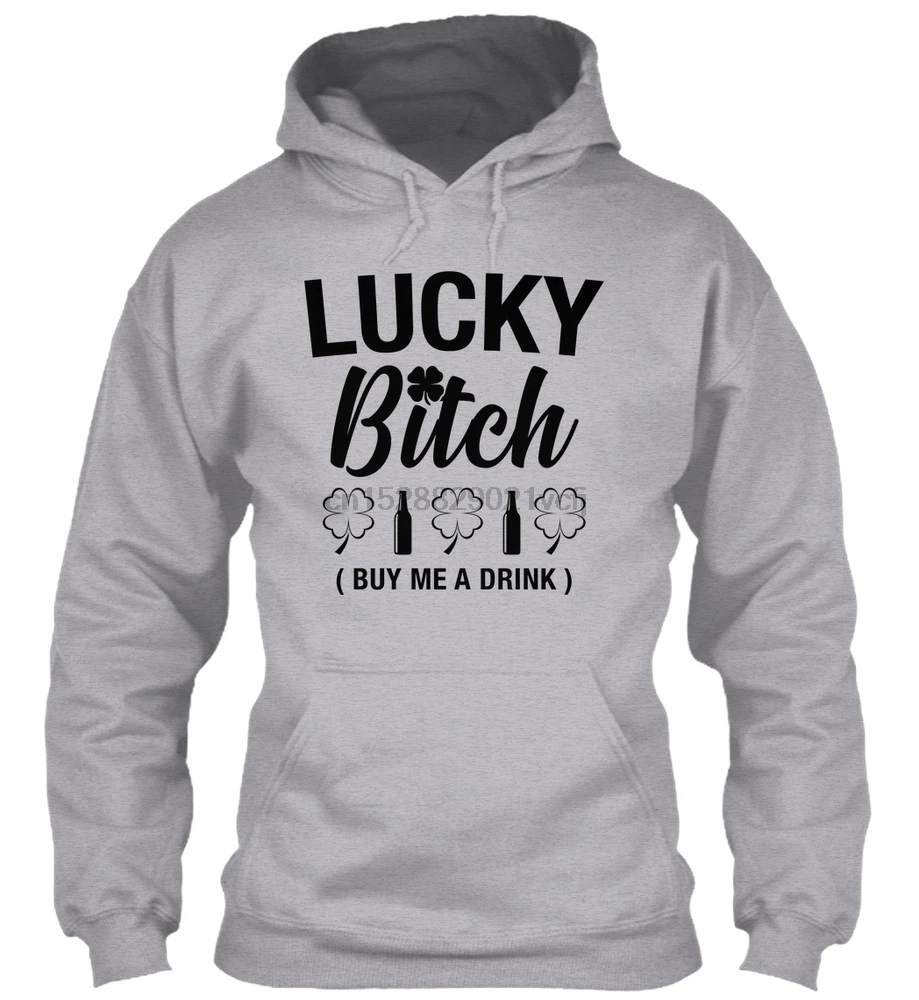 Мужская толстовка с длинным рукавом Lucky bitch-Патрик Забавный подарок-B женская