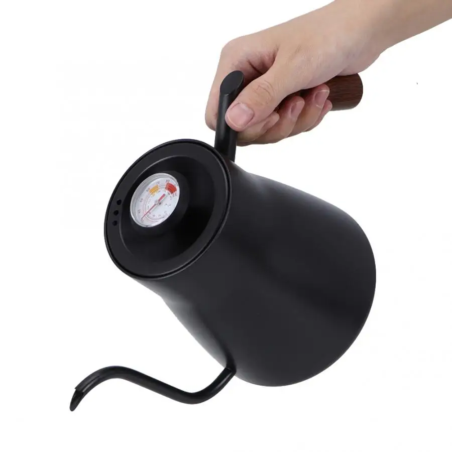 850 мл РУЧНАЯ капельная Кофеварка PTFE пальто деревянная ручка Налейте кофейник с термометром Mocha кофе кухонные гаджеты