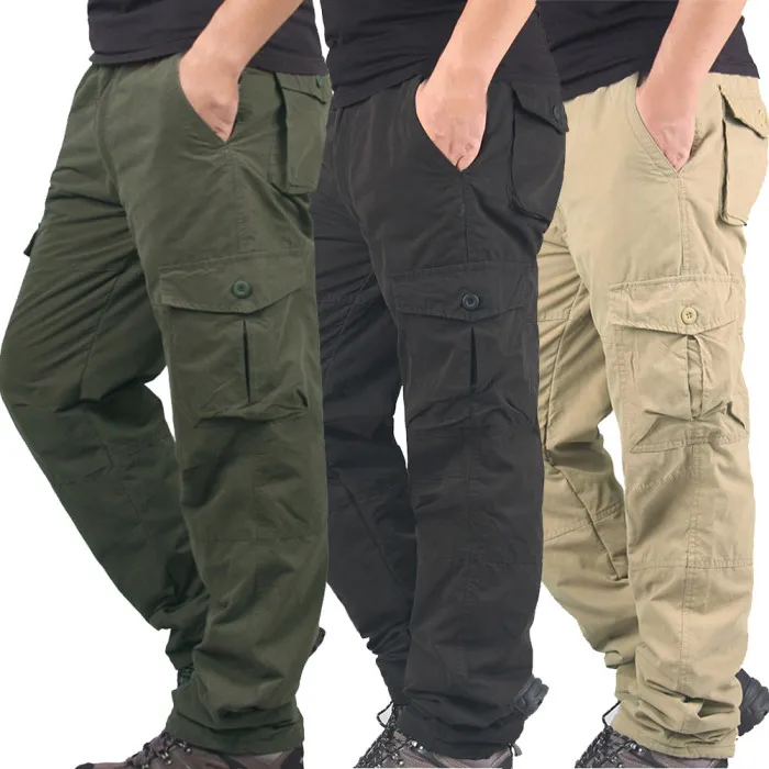 Высокое качество мужские рабочие зимние теплые термо флисовые брюки с подкладкой мульти-карманы толстые свободные брюки NCM99