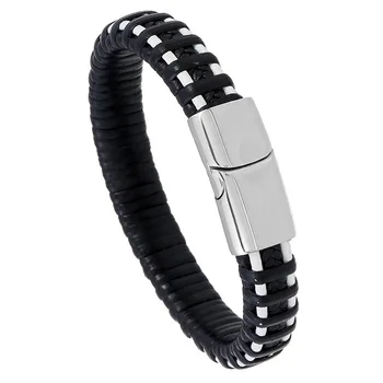 

hand-made by titanium steel imitation leather bracelet with contracted the man jewelry magnetic clasp leather bracelet