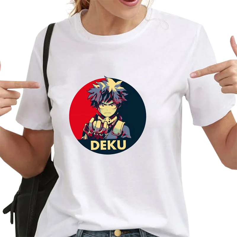 Japanese Anime Tees  My Hero Academia Figure Women Short Sleeves O-Neck T Shirt Female Casual Tops