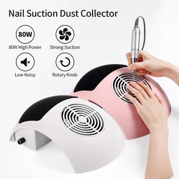 

80W Nail Dust Collector Strong Fan Vacuum Cleaner Manicure Machine Tools Dust Collecting Bag Nail Art Manicure Salon Tool