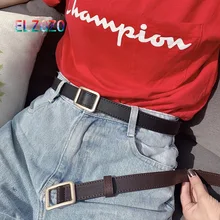 New Non Perforated Square Buckle Women Belt Fashion Solid PU Leather Jeans Waist Cover Retro Decoration Casual Female Pants Belt