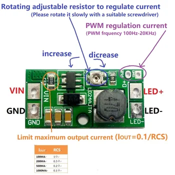 

DC 9V 12V 18V 24V 20W Adjustable LED Driver PWM Controller DC-DC Step-down Constant Current Converter