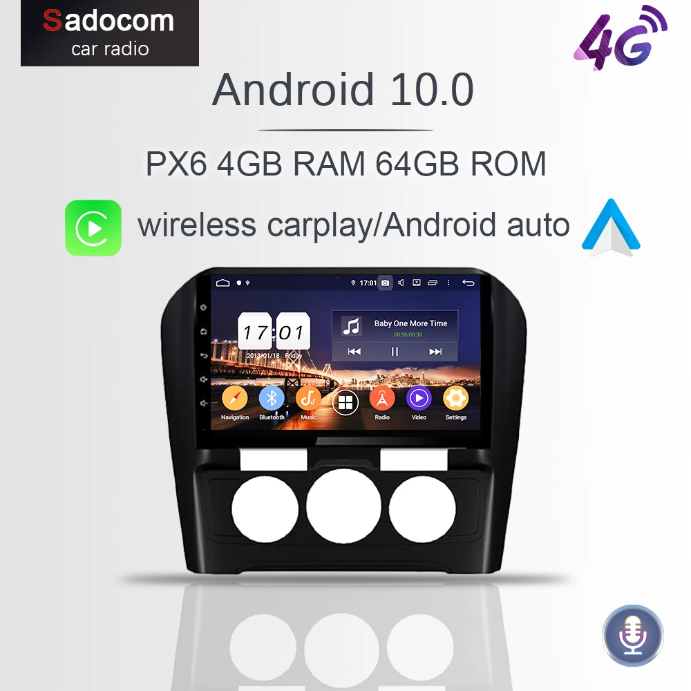 Автомобильный DVD-плеер 720P Carplay PX6 DSP IPS Android 10 0 4 Гб + 128 ГБ GPS RDS Авторадио Wifi Bluetooth 5 для