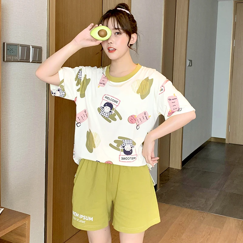 

Summer Girl's Nightdress Plus Size Nightgown Cartoon Negligee Female Sleepshirt Cute Home Clothes and Nightdress