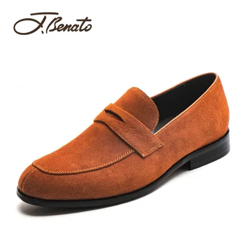 

J.benato Man shoes 2019 suede leather British fashion loafers non-slip comfortable slip-on men's shoes