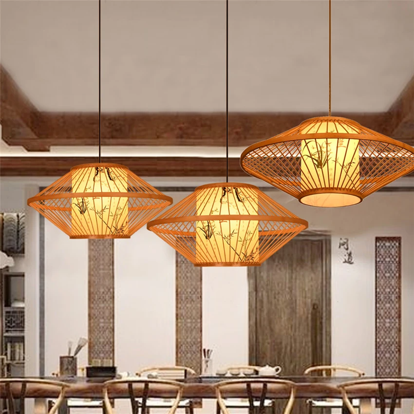 Китай ретро дерево E27 лампа подвесной светильник освещение Лофт украшение
