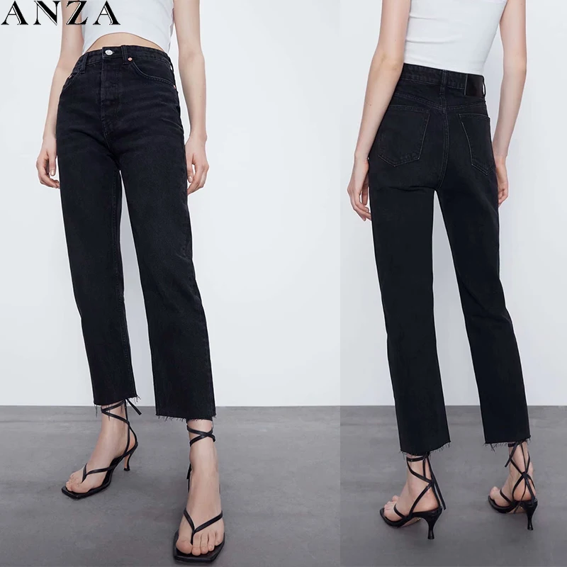 Za Women Jeans 2020 New High Street Fashion with High Waist Solid Vintage Loose Jeans Black Long Denim Pencil Pants for Women Za Women Jeans 2020 New High Street Fashion with High Waist Solid Vintage Loose Jeans Black Long Denim Pencil Pants for Women